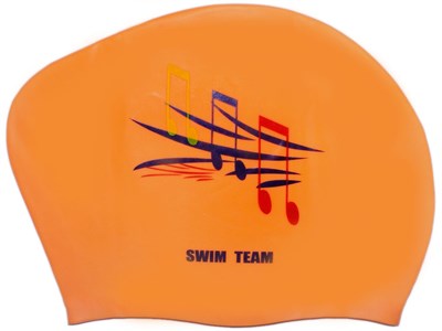 Шапочка для плавания для длинных волос SWIM TEAM ноты: KW-N  (Оранжевый) - фото 1047845022