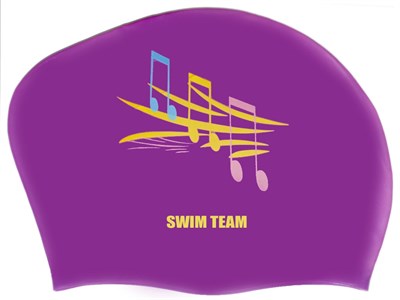 Шапочка для плавания для длинных волос SWIM TEAM ноты: KW-N  (Фиолетовый) - фото 1047845024