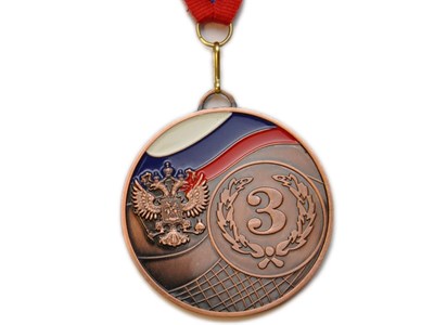 Медаль спортивная с лентой 3 место d - 6,5 см :1502-3 - фото 1047847095