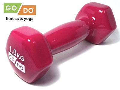 Гантель GO DO в виниловой оболочке.  Вес 1  кг.  (Красный) - фото 1047848173
