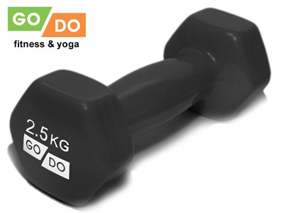 Гантель GO DO в виниловой оболочке.  Вес 2,5  кг.  (Чёрный) - фото 1047848210