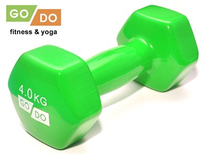 Гантель GO DO в виниловой оболочке. Вес 4  кг.  (Зеленый) - фото 1047848382