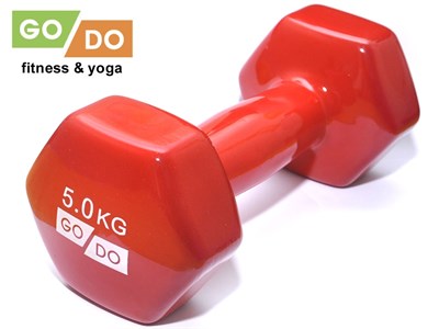 Гантель GO DO в виниловой оболочке. Вес 5  кг.  (Красный) - фото 1047848388