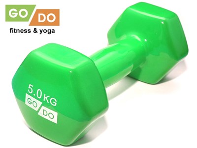 Гантель GO DO в виниловой оболочке. Вес 5  кг.  (Зеленый) - фото 1047848389