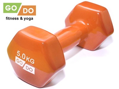 Гантель GO DO в виниловой оболочке. Вес 5  кг.  (Оранжевый) - фото 1047848390