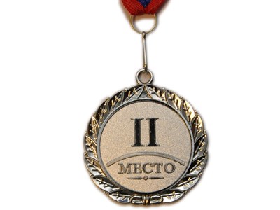 Медаль спортивная с лентой 2 место d - 6,5 см :Е02-2 - фото 1060289284