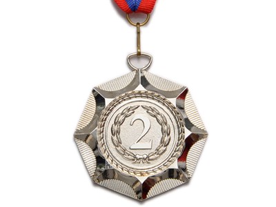 Медаль спортивная с лентой 2 место d - 6,5 см :Е04-2 - фото 1060289296