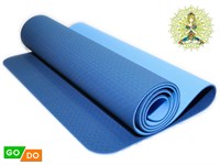 Коврик для йоги и фитнеса GO DO :TPE-6MM  (Синий - С+С)