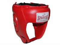 Шлем боксёрский SPRINTER открытый кожзам размер М :15-19:  (Красный)