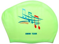 Шапочка для плавания для длинных волос SWIM TEAM ноты: KW-N  (Салатовый)