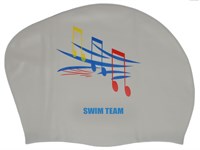 Шапочка для плавания для длинных волос SWIM TEAM ноты: KW-N  (Серебро)