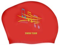 Шапочка для плавания для длинных волос SWIM TEAM ноты: KW-N  (Красный)