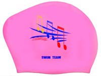 Шапочка для плавания для длинных волос SWIM TEAM ноты: KW-N  (Розовый)
