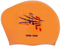 Шапочка для плавания для длинных волос SWIM TEAM ноты: KW-N  (Оранжевый)