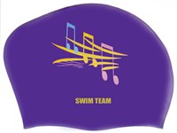 Шапочка для плавания для длинных волос SWIM TEAM ноты: KW-N  (Синий)