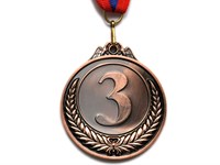 Медаль спортивная с лентой 3 место d - 5 см :PF-3