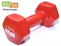 Гантель GO DO в виниловой оболочке. Вес 4  кг.  (Красный)