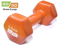 Гантель GO DO в виниловой оболочке. Вес 5  кг.  (Оранжевый)