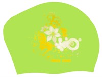 Шапочка для плавания для длинных волос SWIM TEAM цветы: KW-F  (Салатовый)