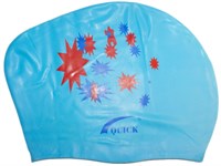 Шапочка для плавання для длинных волос QUICK звёзды  (Голубой)
