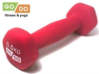Гантель GO DO в виниловой матовой неопреновой оболочке. Вес 0,5 кг.  (Красный)